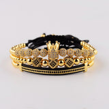 3Pcs/Set 8MM Gold Crown Bracelets